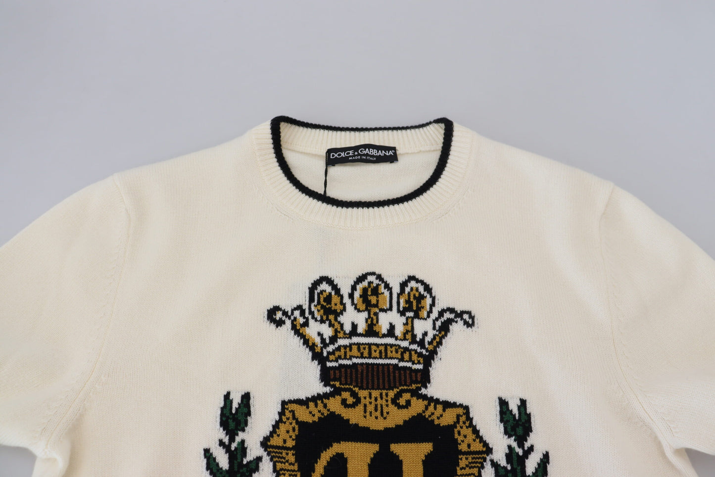 Weißer Henry VIII Kaschmirpullover