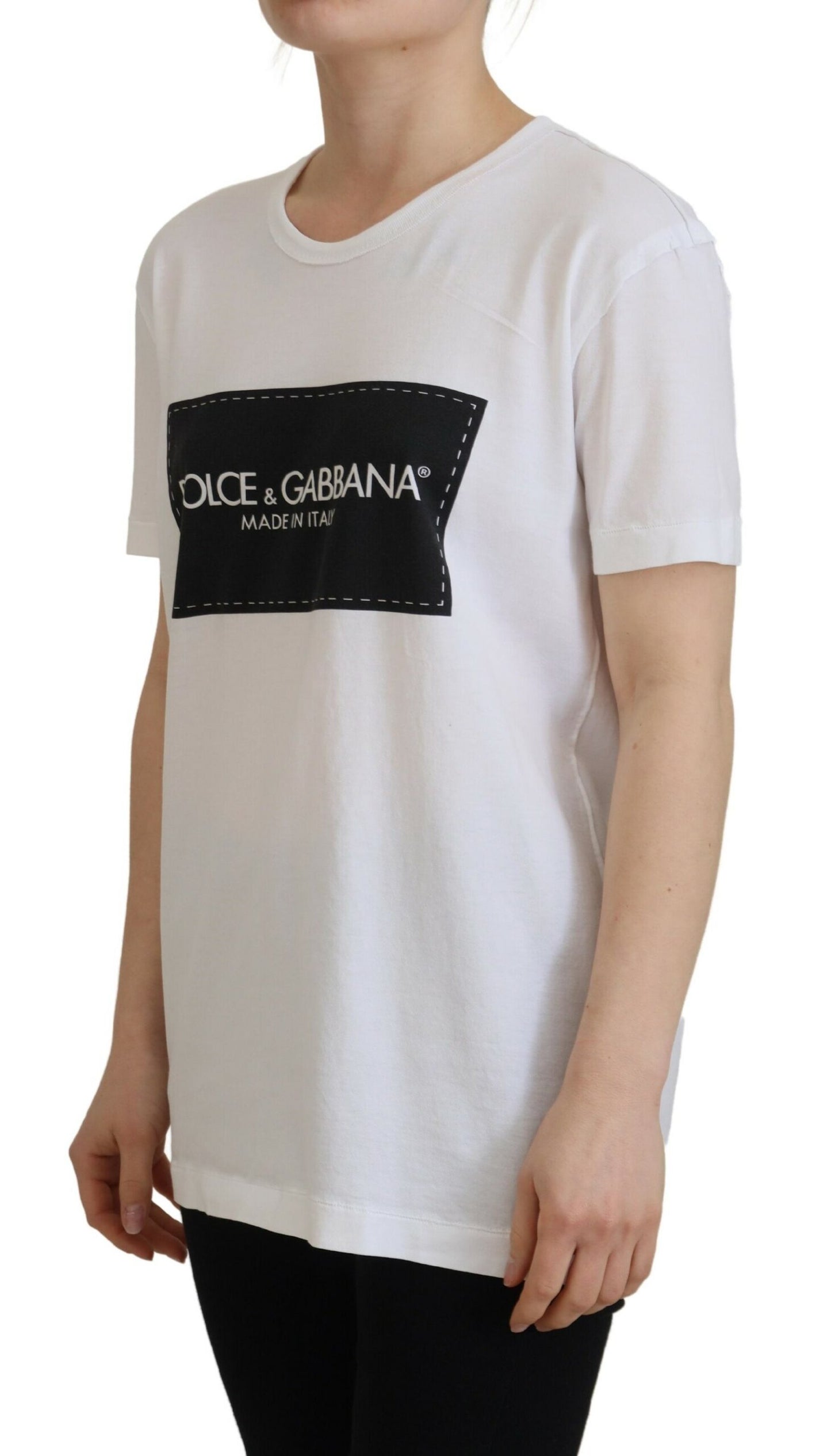 Weißes DG-Logo bedrucktes kurzärmeliges lässiges Top