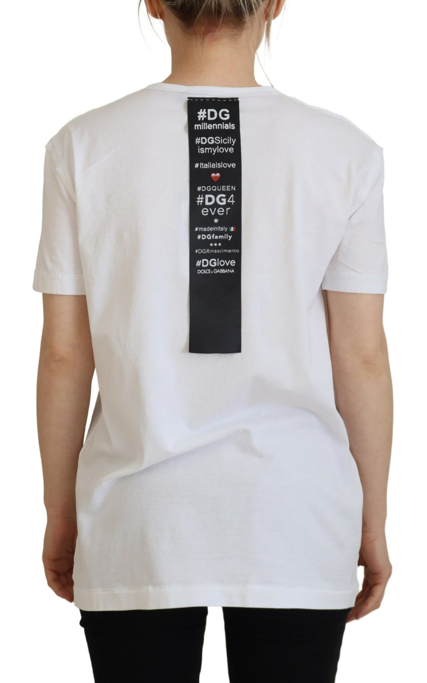 Weißes DG-Logo bedrucktes kurzärmeliges lässiges Top