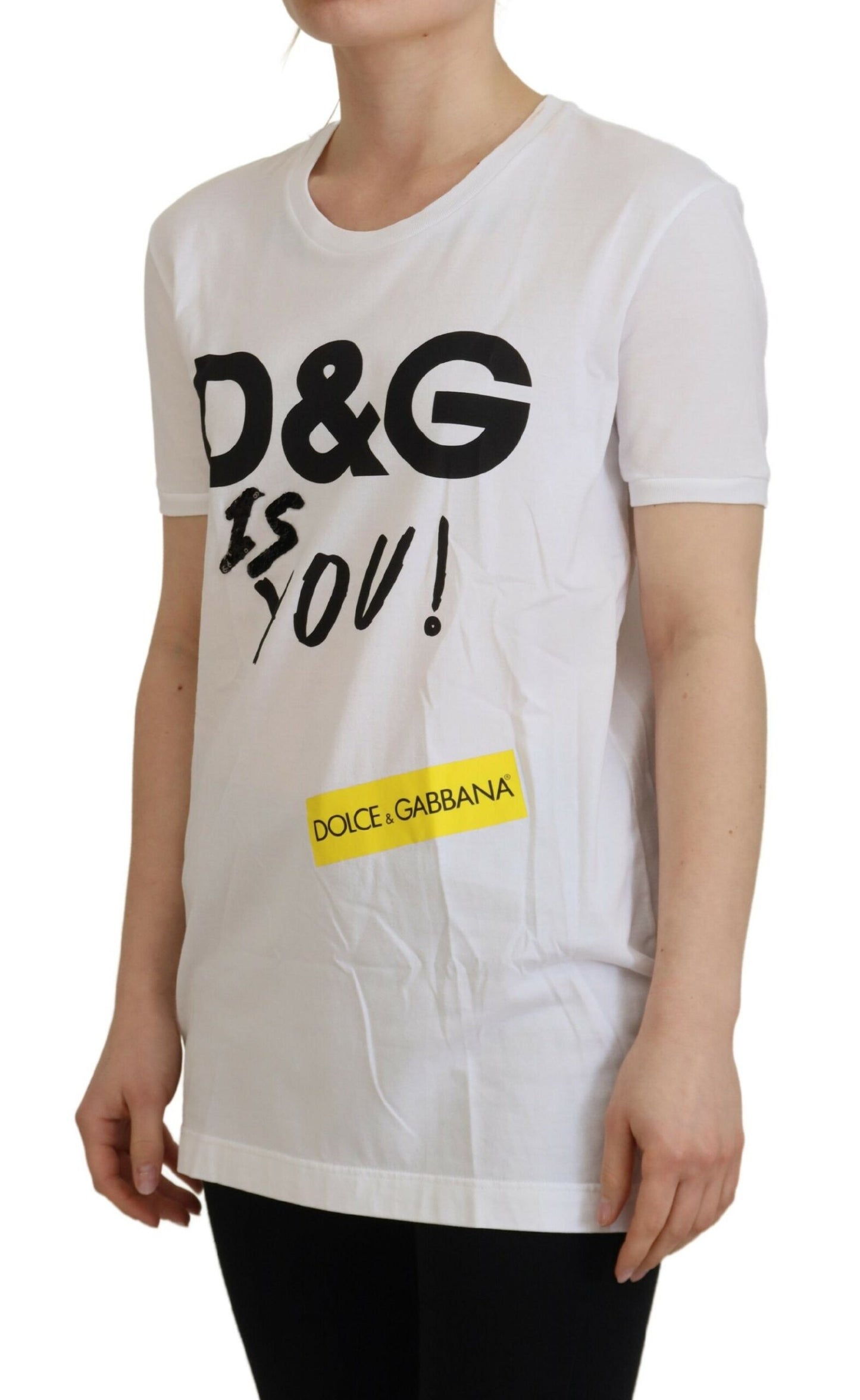 Weißes DG Logo bedrucktes kurzärmeliges Top