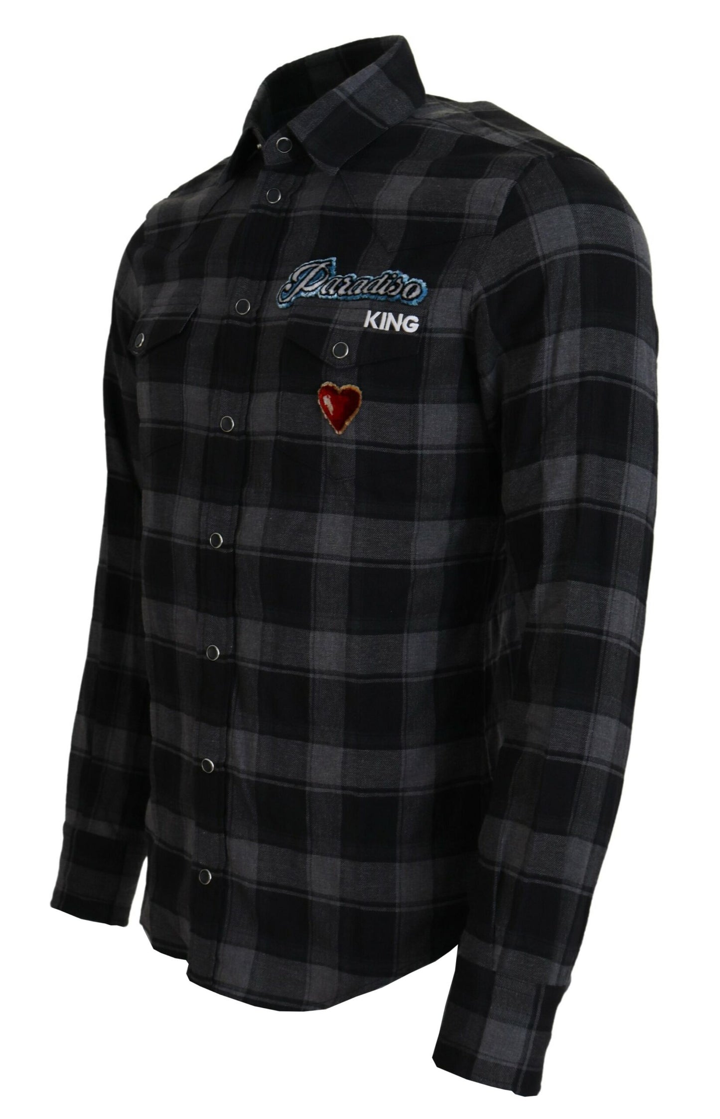 Schwarz Gray Check Herren Langarmhemd