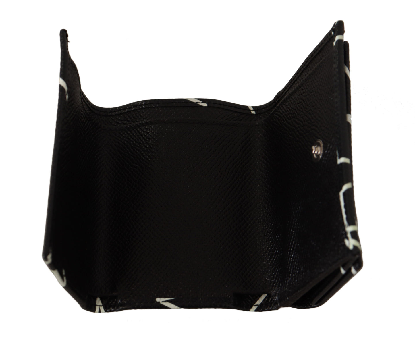 Schwarzer Sternendruck Leder Trifold French Flap Wallet