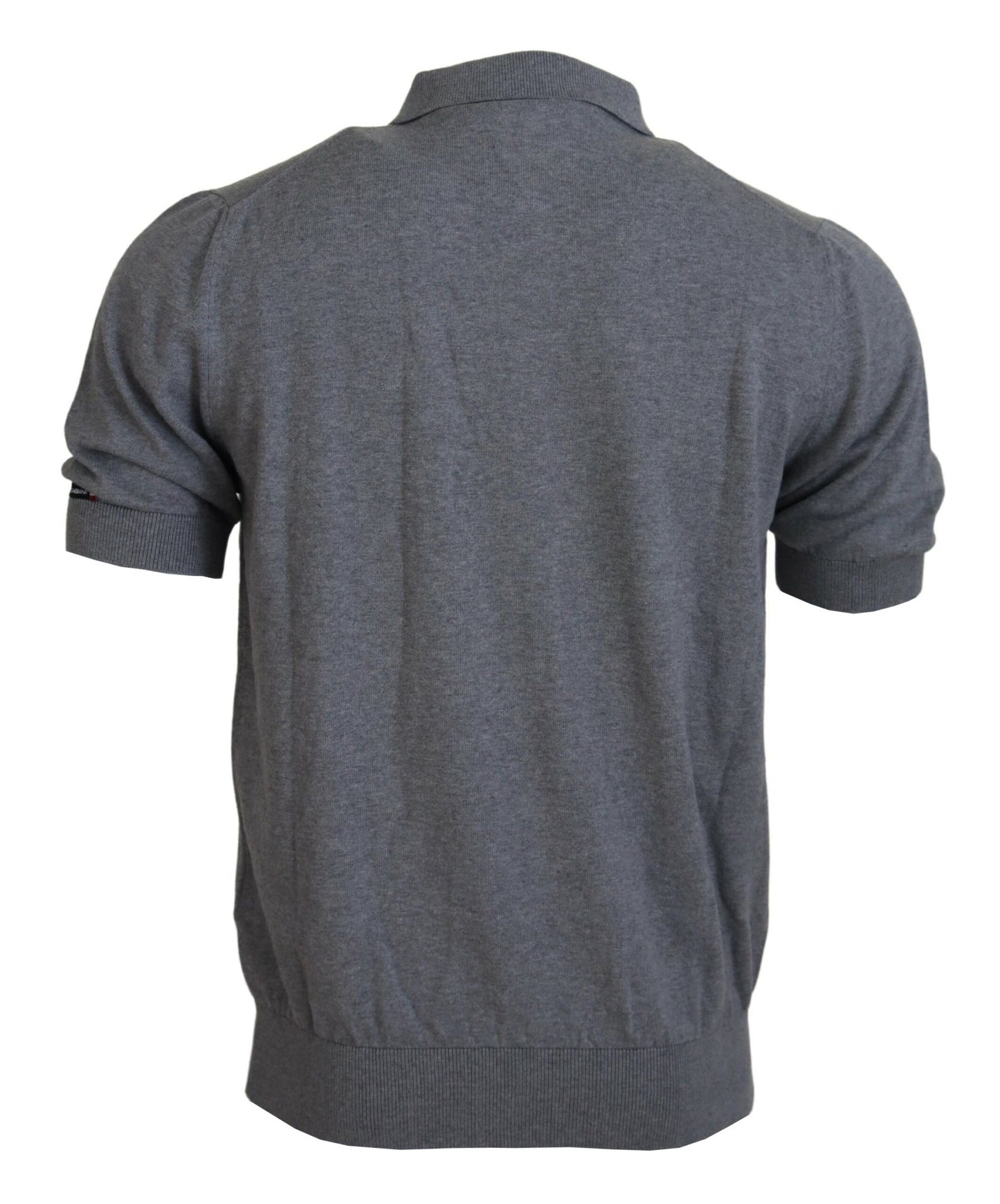Graues Kurzarm-T-Shirt mit Kragen aus Baumwolle