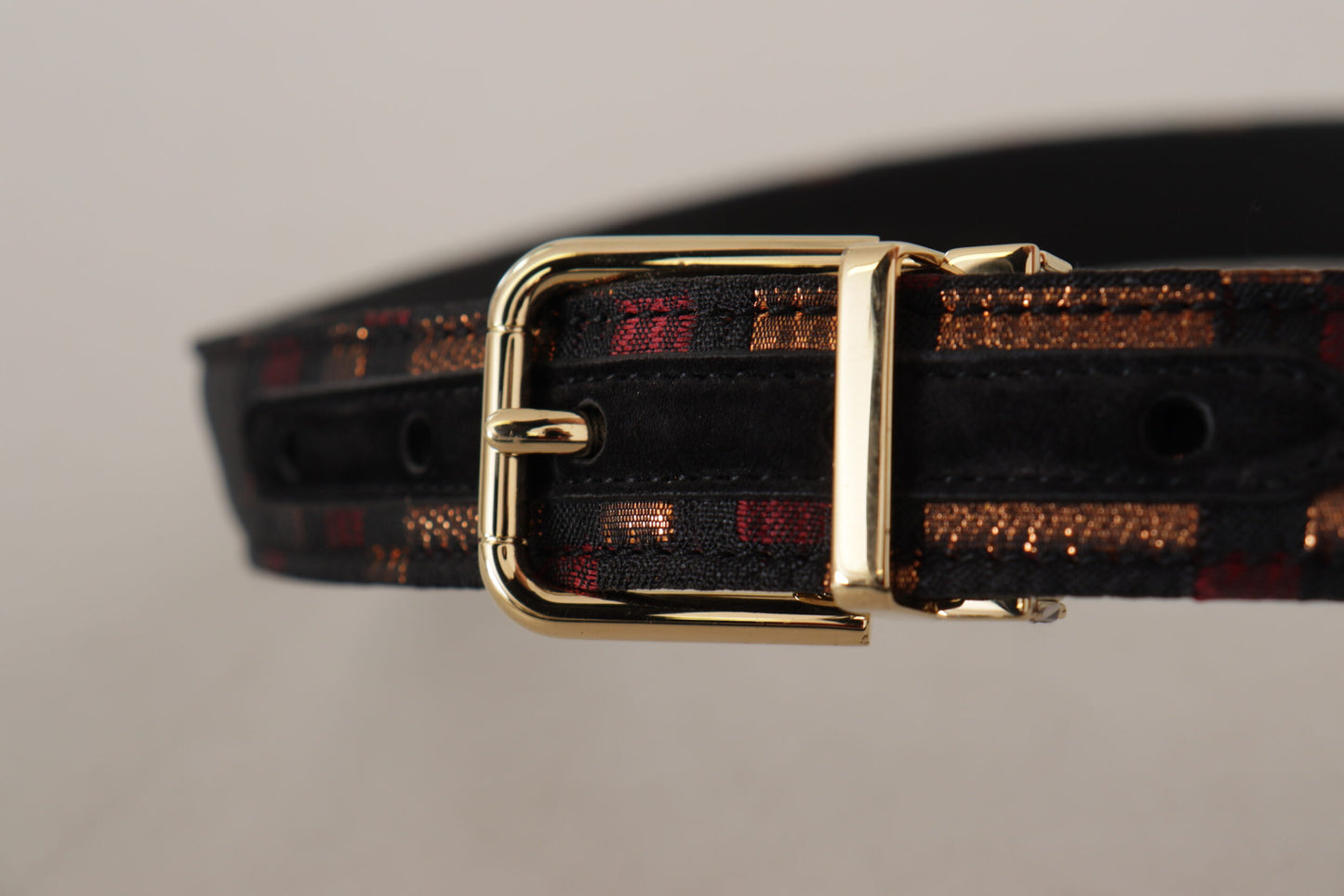 Multicolor Leder Jacquard Gold Metall Schnalle Gürtel