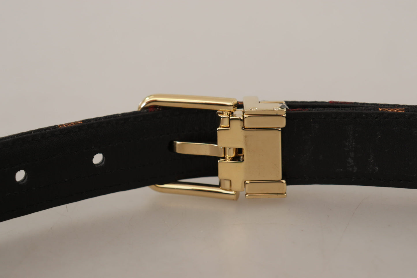 Multicolor Leder Jacquard Gold Metall Schnalle Gürtel