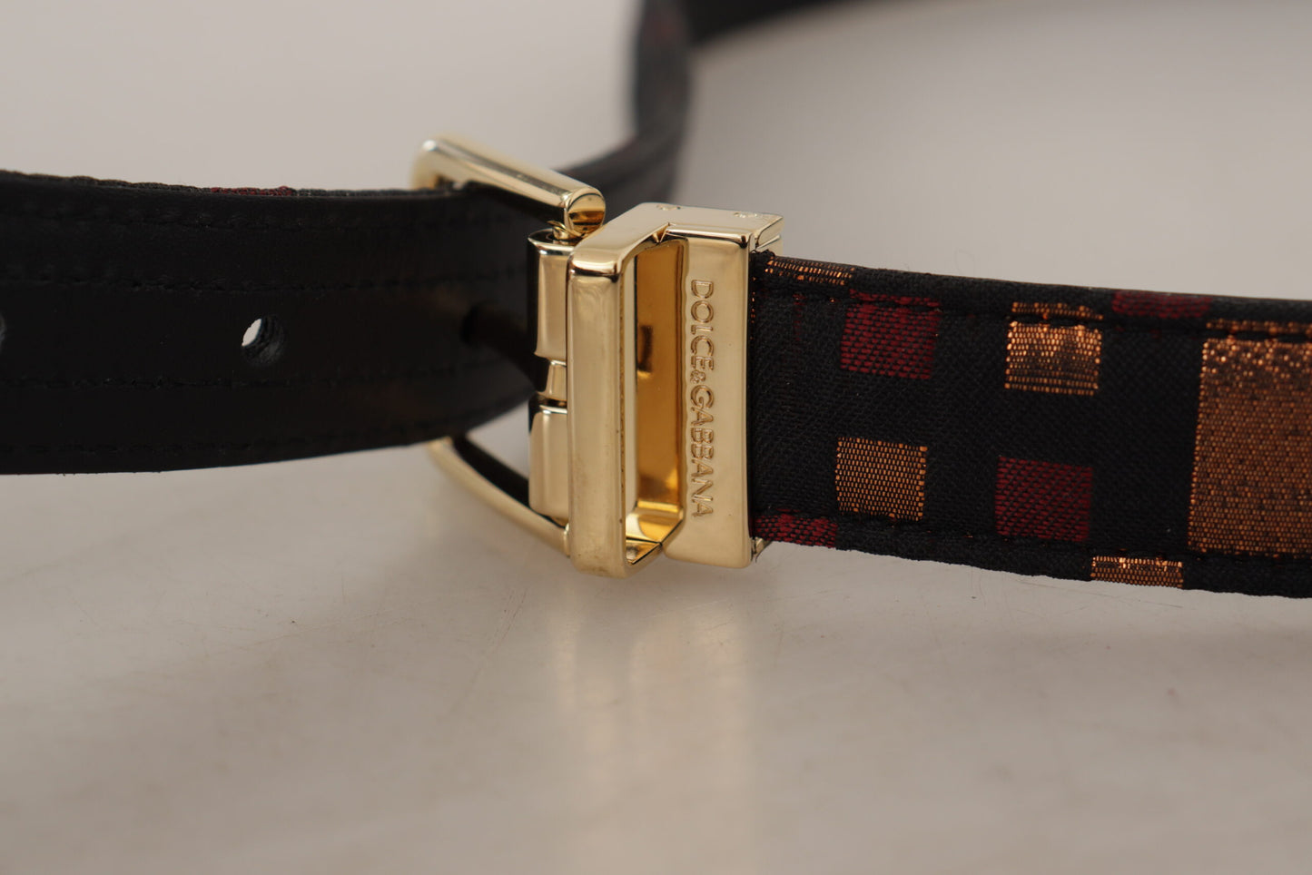 Multicolor Leder Jacquard Gold Metall Schnalle Gürtel