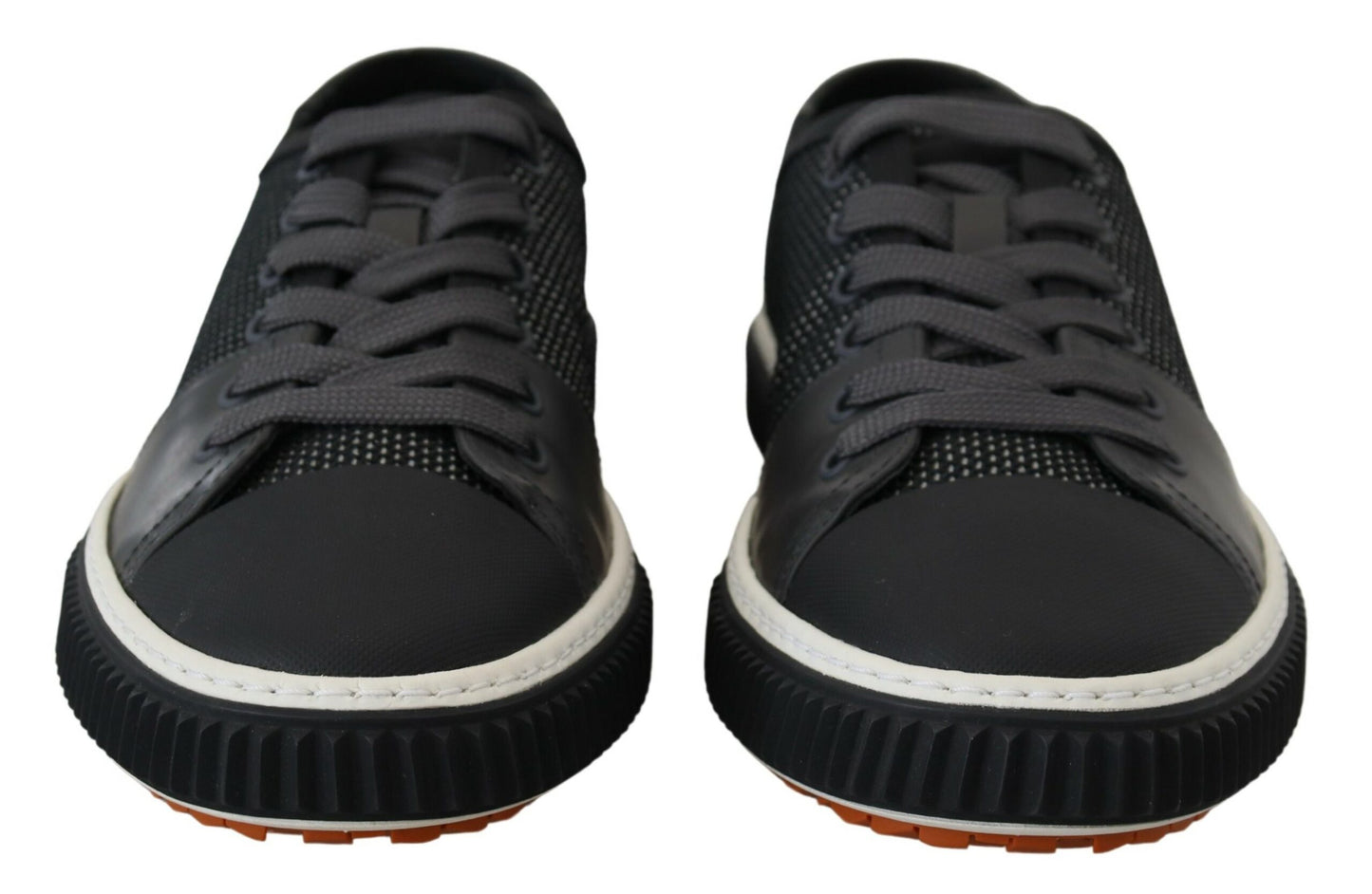 Graue Technische Mesh Leder Low Top Sneakers Schuhe