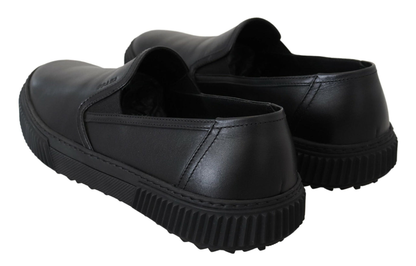 Schwarzer Stratus Leder Slip On Low Top Sneaker Schuhe
