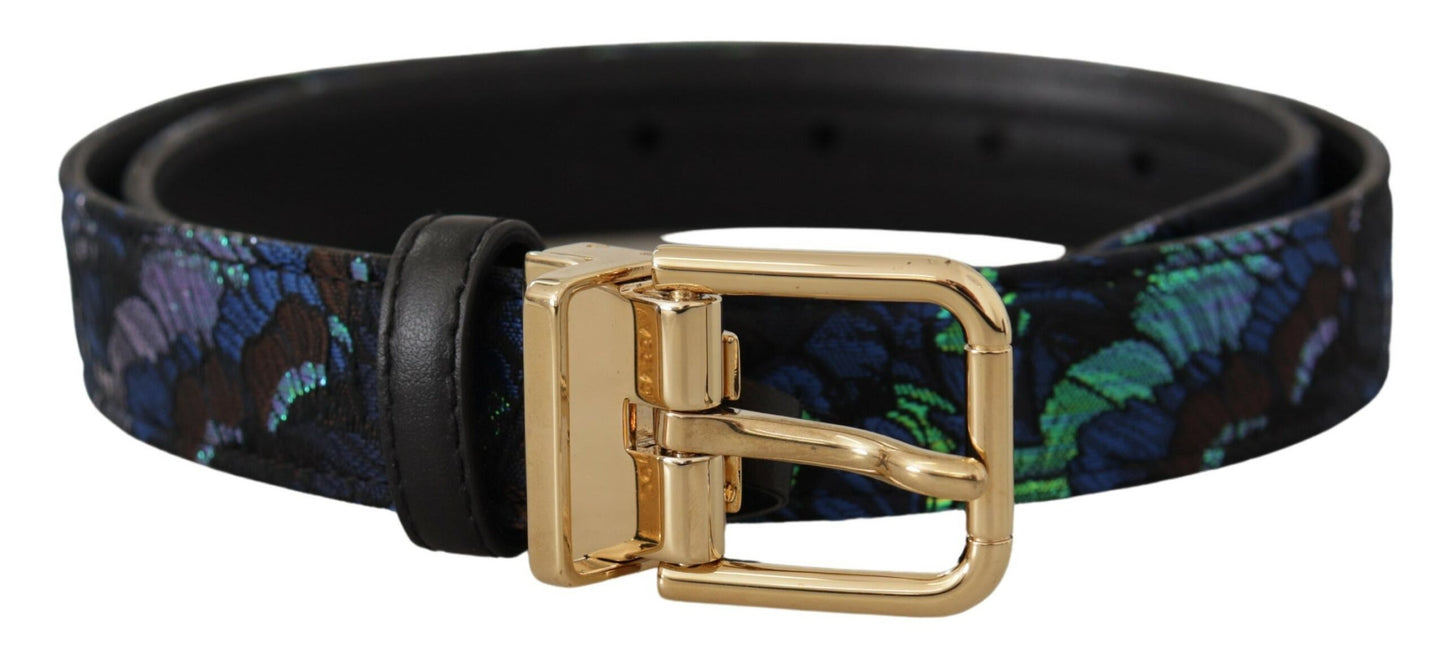 Multicolor Floral Jacquard Gold Metallschnalle Gürtel