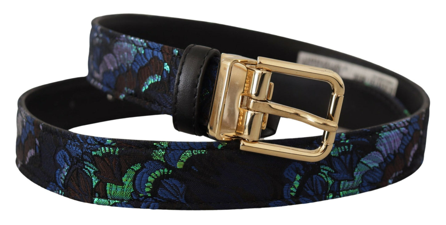 Multicolor Floral Jacquard Gold Metallschnalle Gürtel