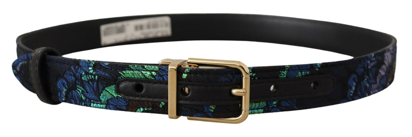 Multicolor Floral Jacquard Gold Metallschnalle Gürtel