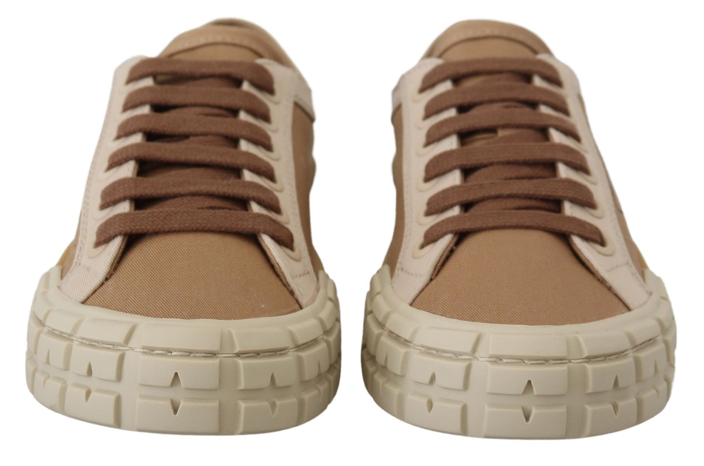 Braun Gabardine Bicol Low Top Turnschuhe Schuhe