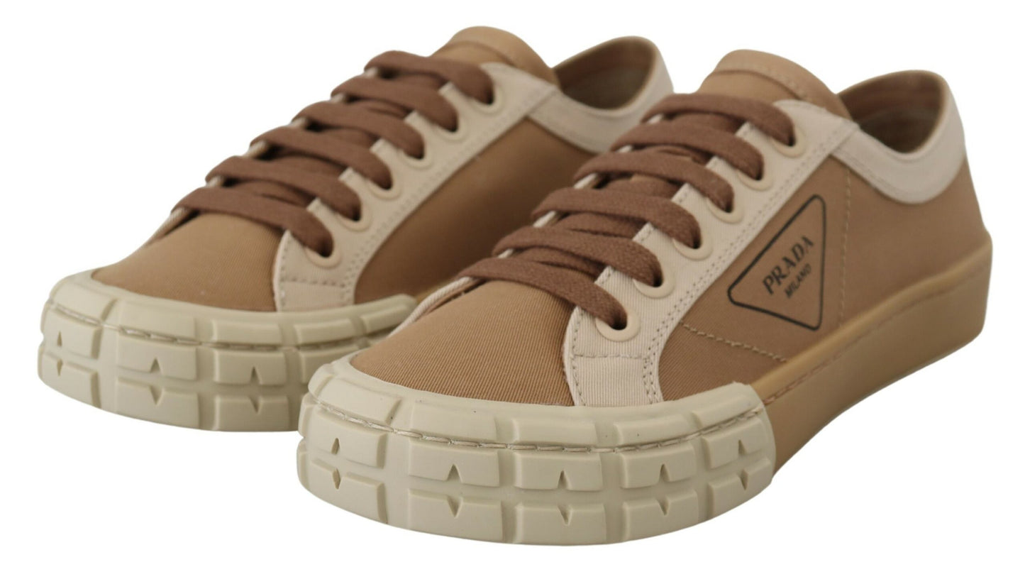 Braun Gabardine Bicol Low Top Turnschuhe Schuhe