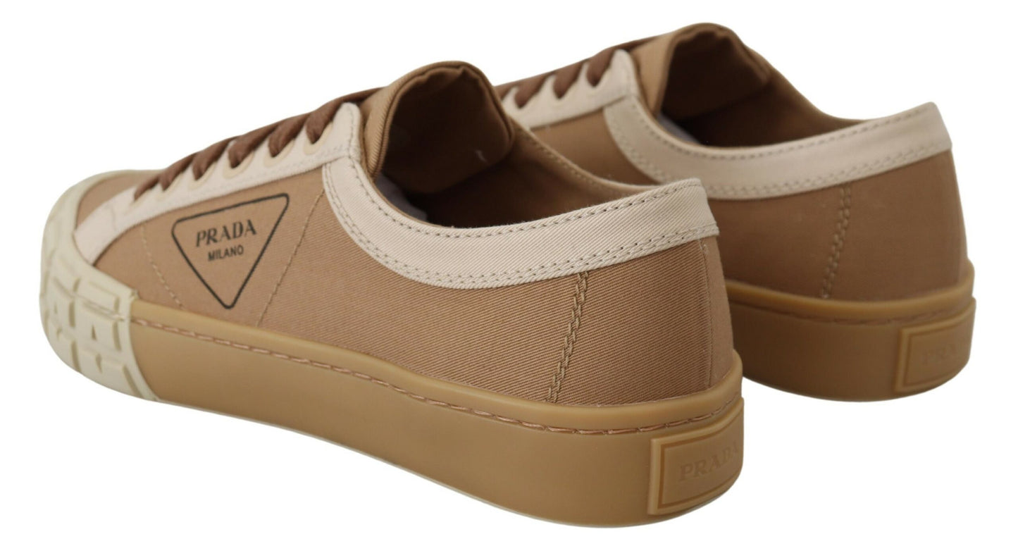 Braun Gabardine Bicol Low Top Turnschuhe Schuhe