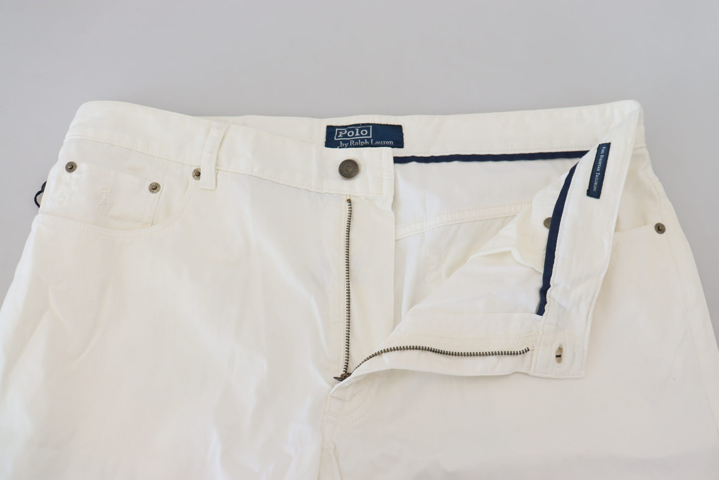 Elfenbeinfarbene Baumwolle Straight Fit Herren Denim Jeans