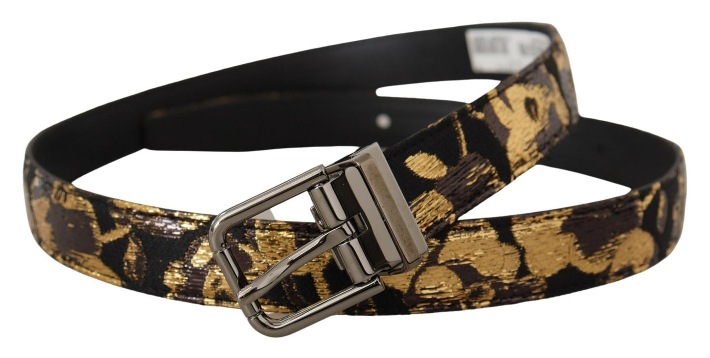 Multicolor Jacquard Leder Logo Metallschnalle Gürtel