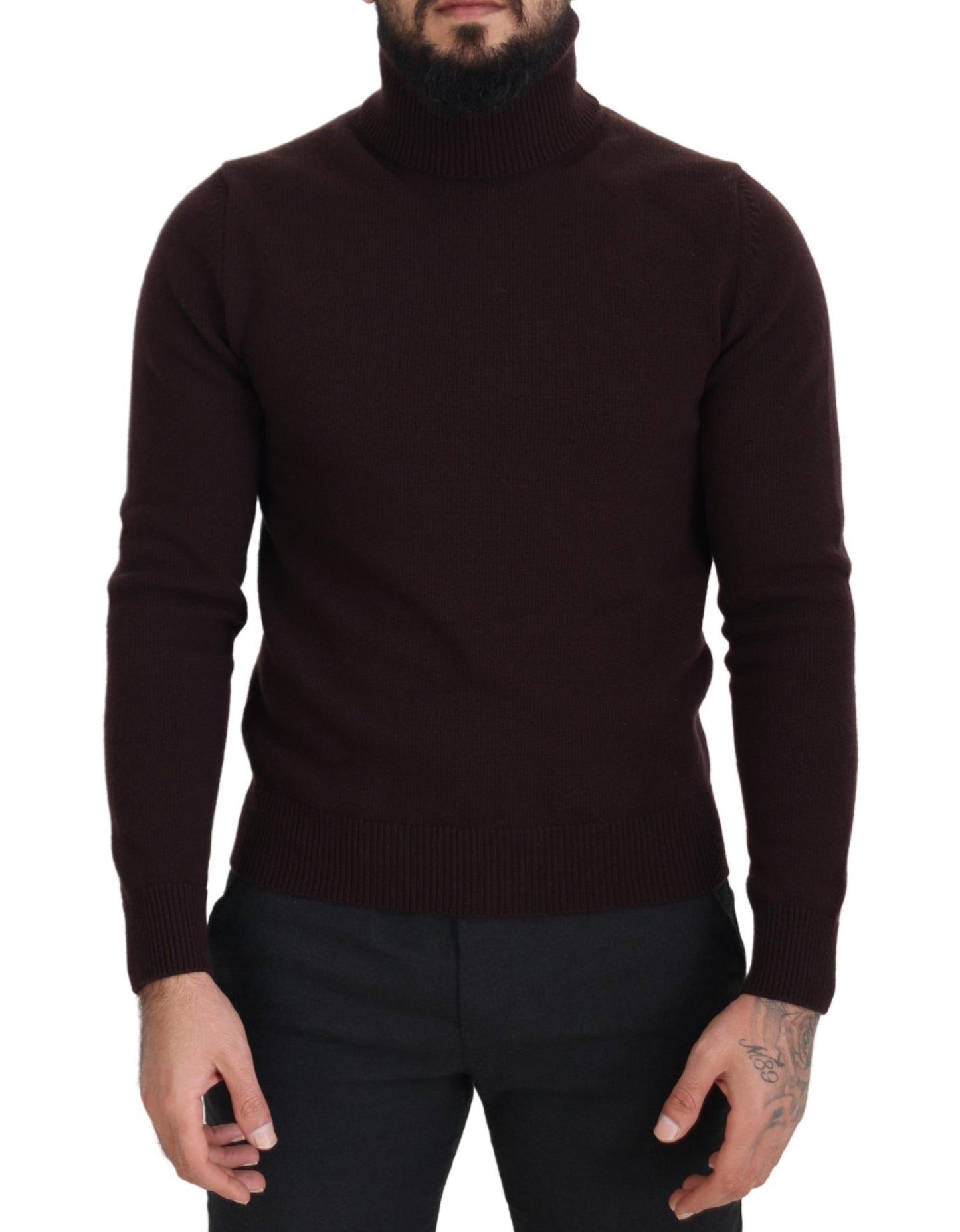 Pullover mit Rollkragen aus brauner Wolle
