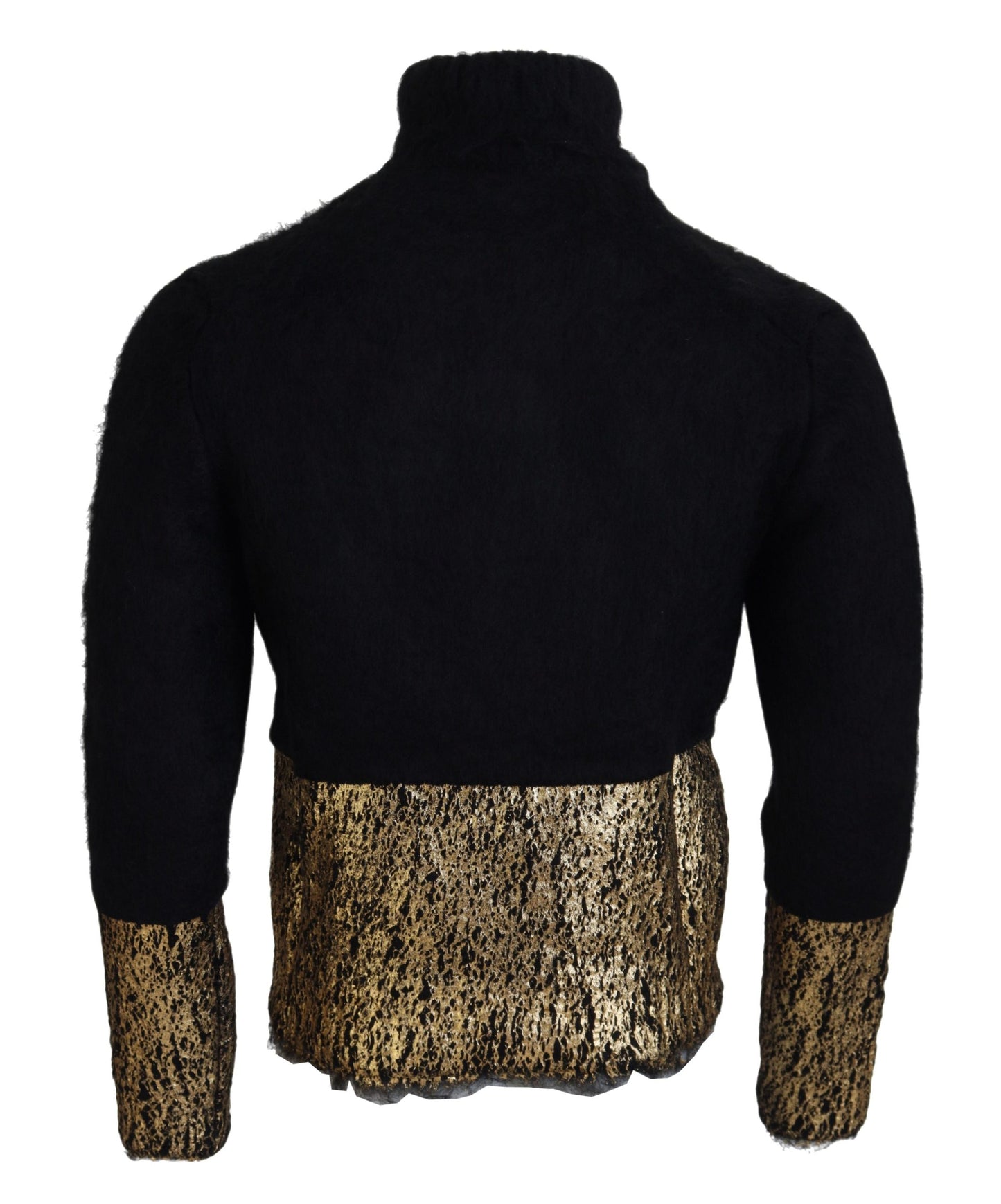 Schwarz-Gold-Rollkragenpullover aus Mohair Herrenpullover