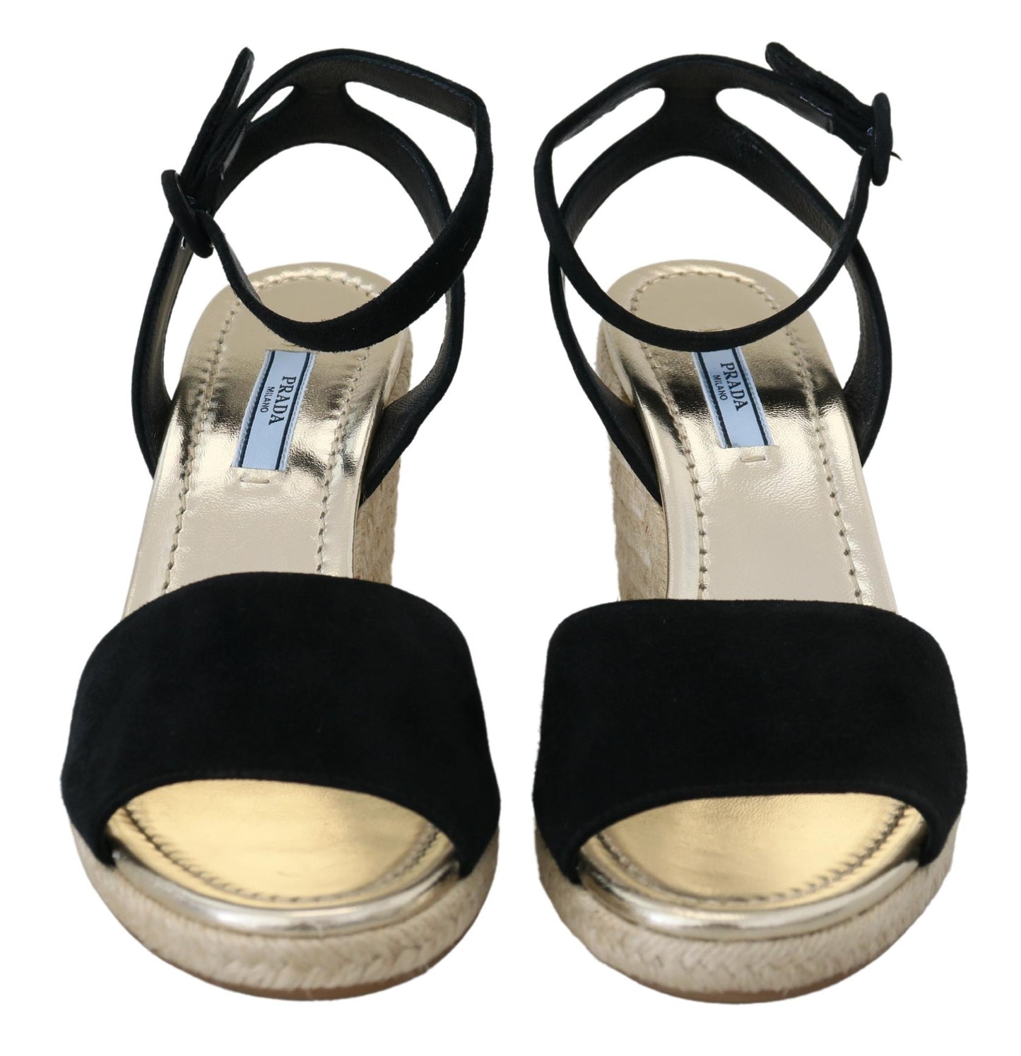 Schwarze Wedges Sandalen Knöchelriemen Wildleder Schuhe