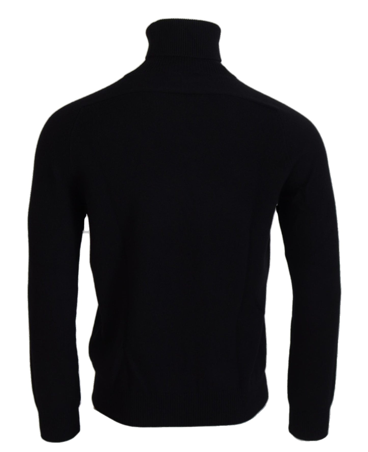 Schwarzer Kaschmir-Rollkragenpullover mit Krone