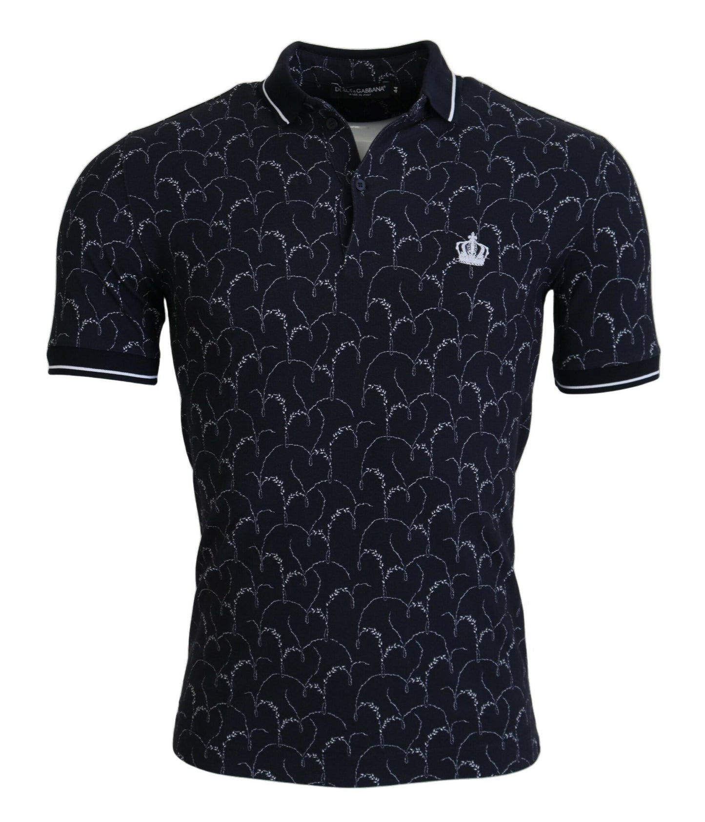 Blaues Kurzarm-Polo-T-Shirt mit Kronenkragen
