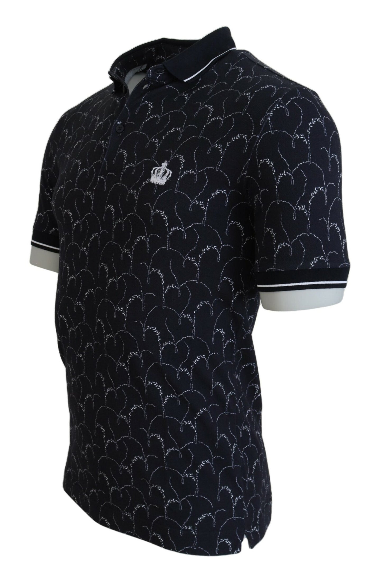 Blaues Kurzarm-Polo-T-Shirt mit Kronenkragen