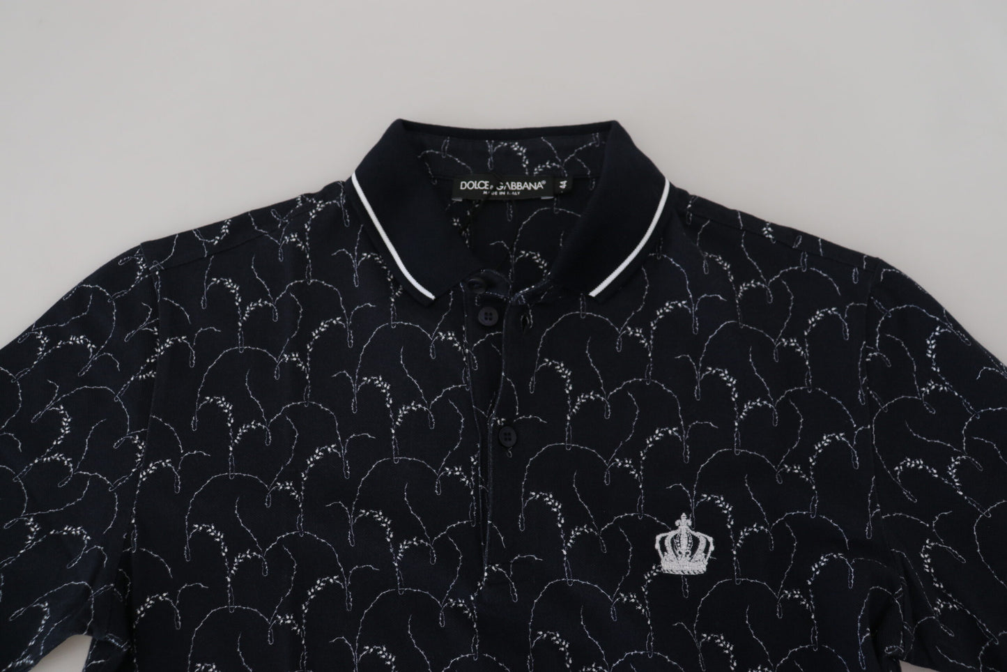 Blaues Kurzarm-Polo-T-Shirt mit Kronenkragen