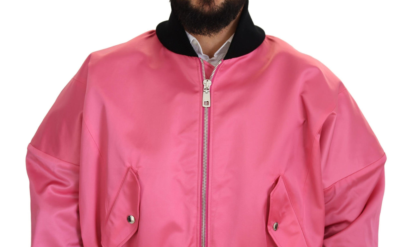 Nylon Rosa Männer Bomberjacke mit Reißverschluss