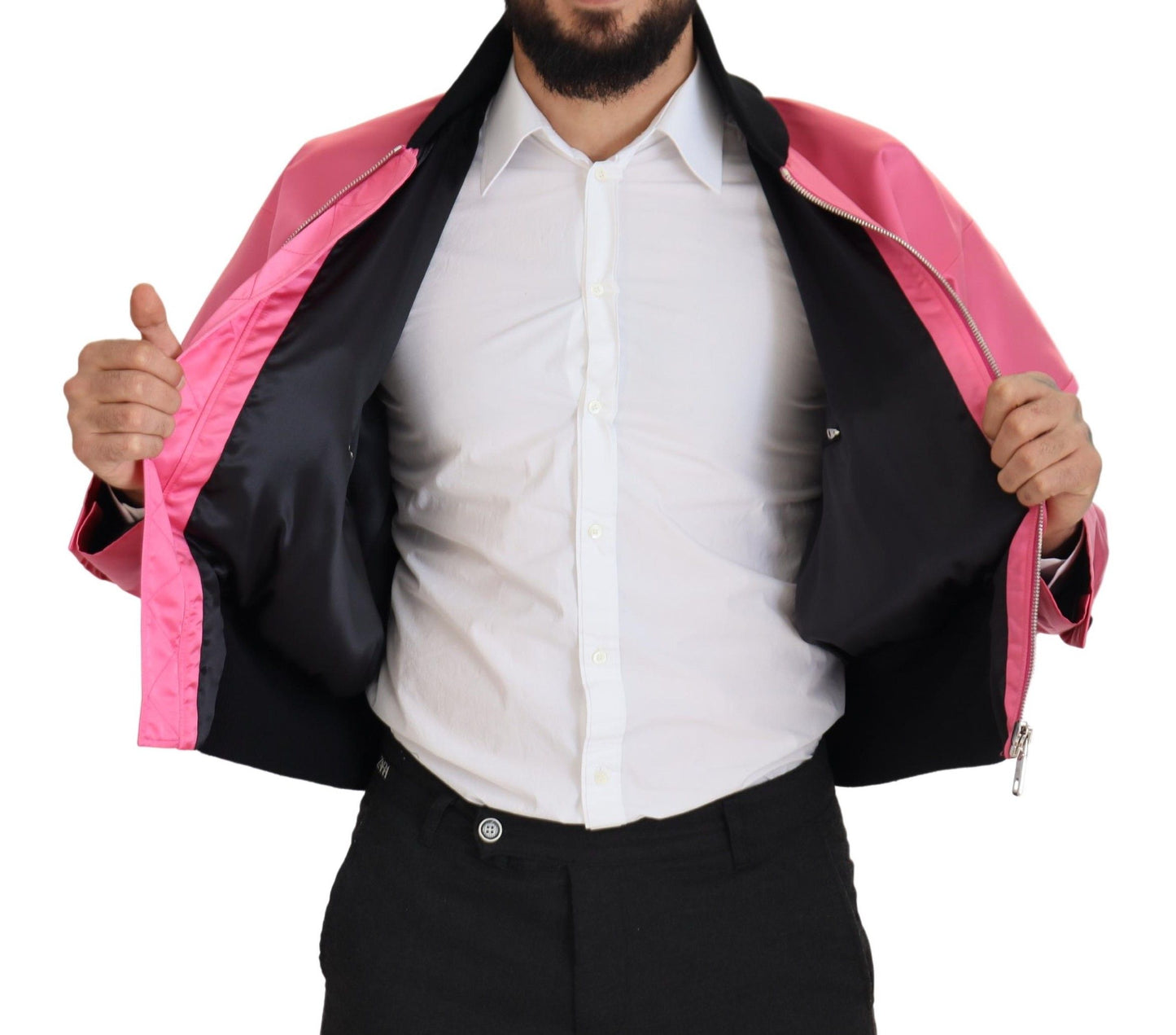 Nylon Rosa Männer Bomberjacke mit Reißverschluss