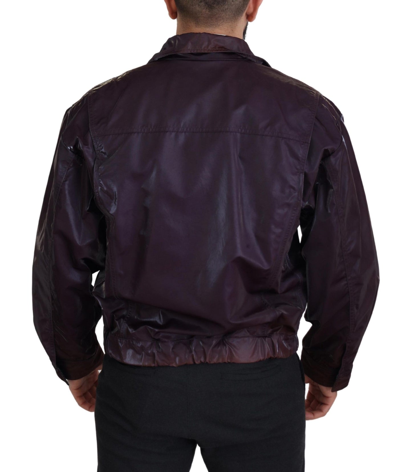 Lila Nylon Bikermantel Jacke mit Kragen