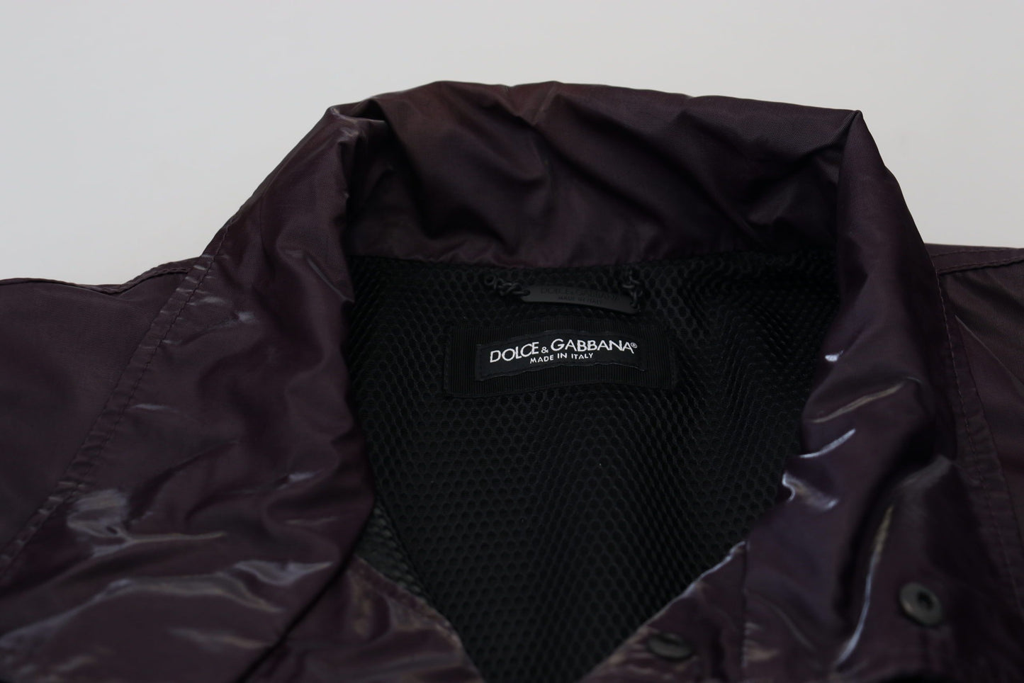 Lila Nylon Bikermantel Jacke mit Kragen