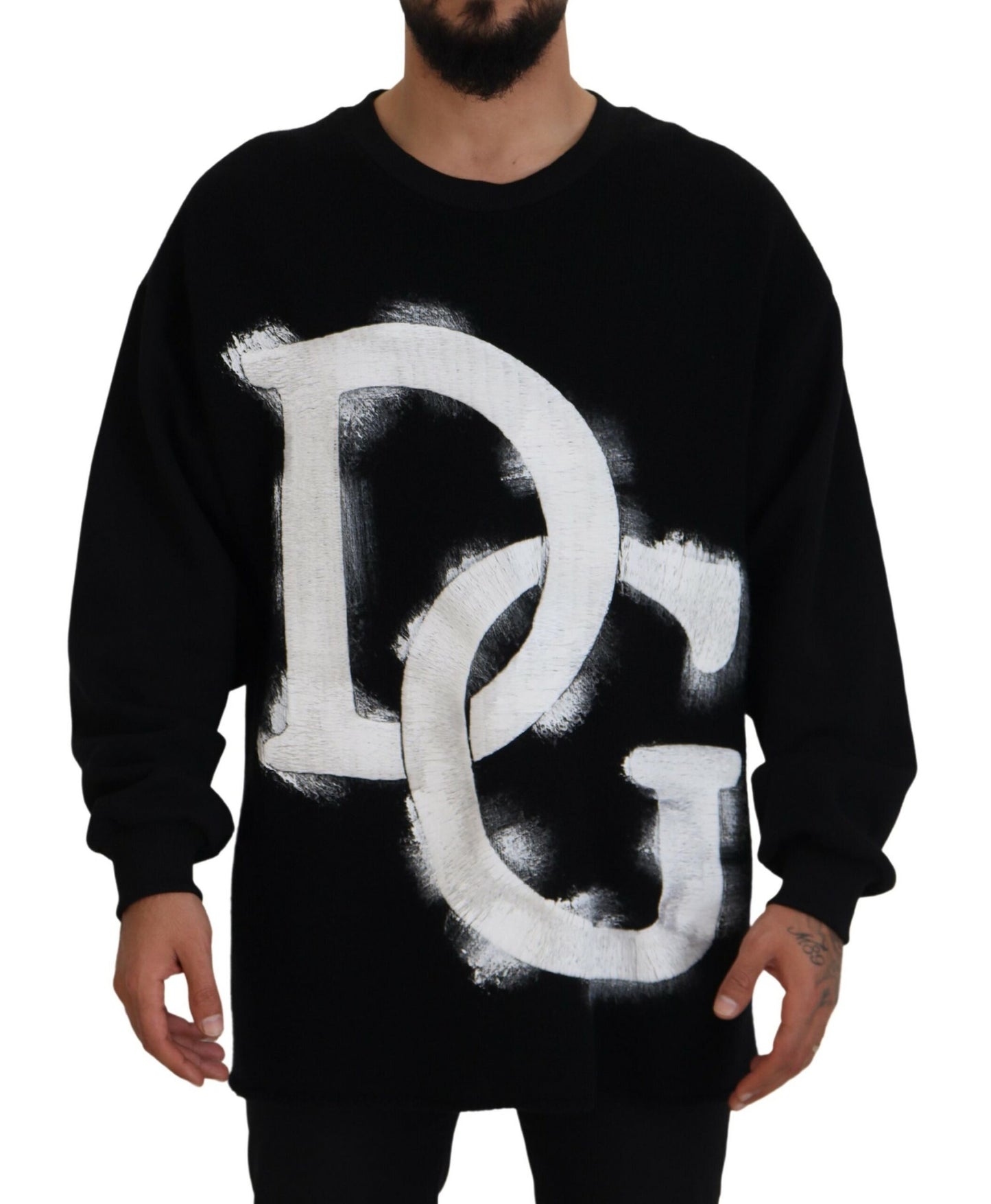 Schwarzer DG Logo Pullover aus Baumwolle