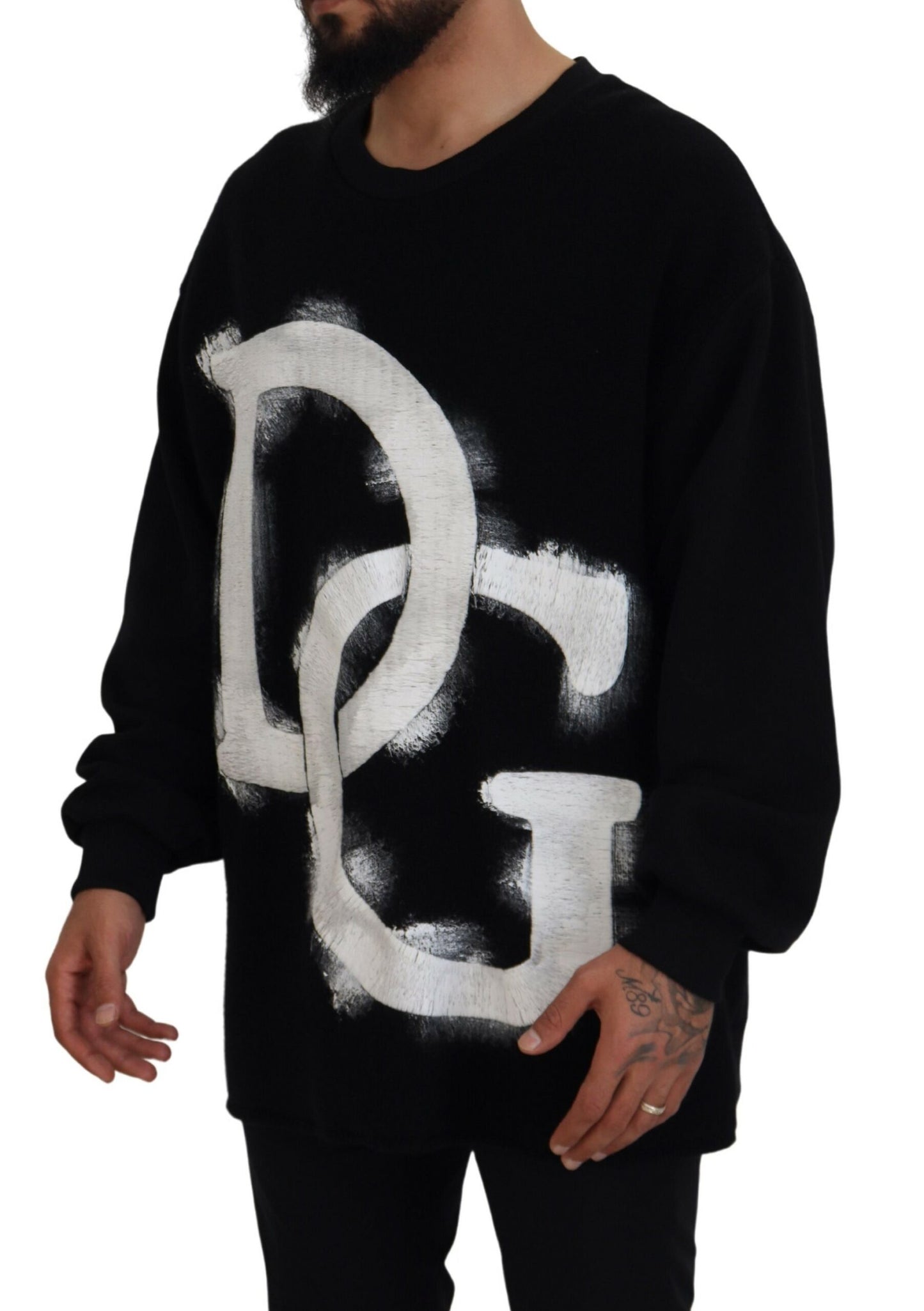 Schwarzer DG Logo Pullover aus Baumwolle