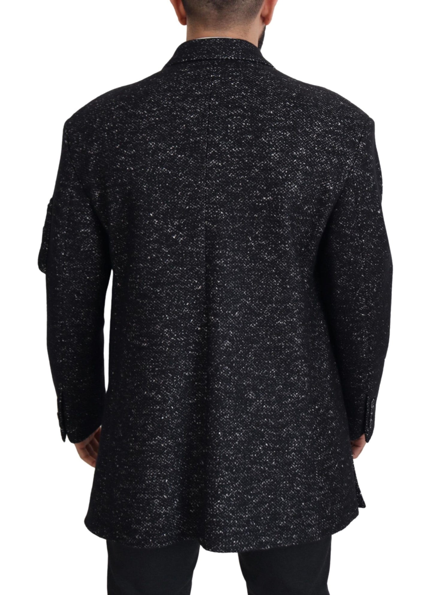 Schwarzer Wollmantel Zweireiher Herrenjacke