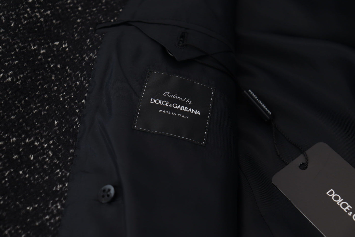 Schwarzer Wollmantel Zweireiher Herrenjacke
