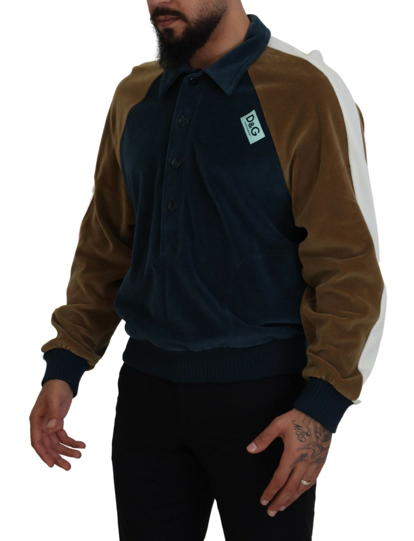 Multicolor Pullover mit Kragen aus Baumwolle