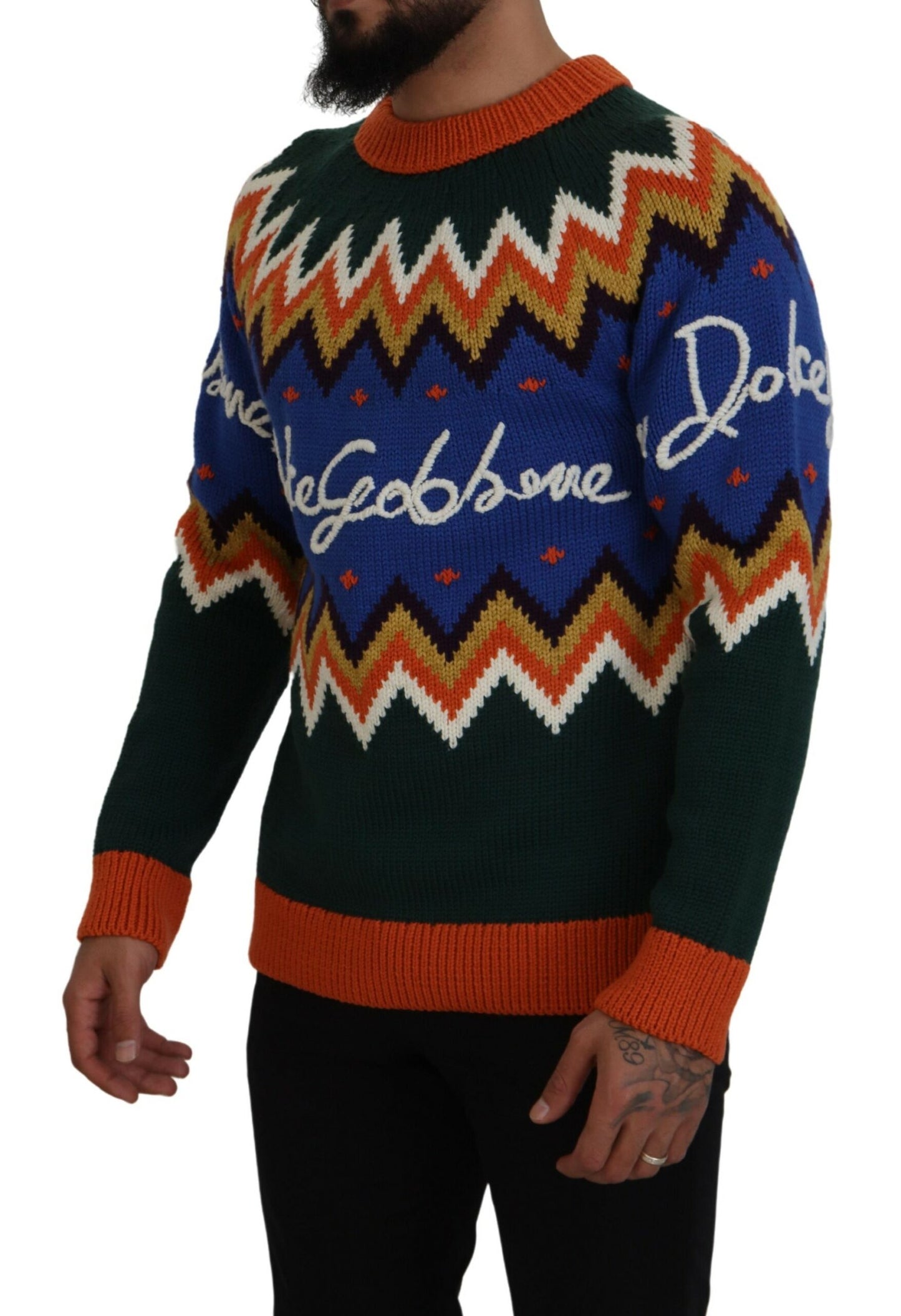 Multicolor Pullover aus Wollstrick