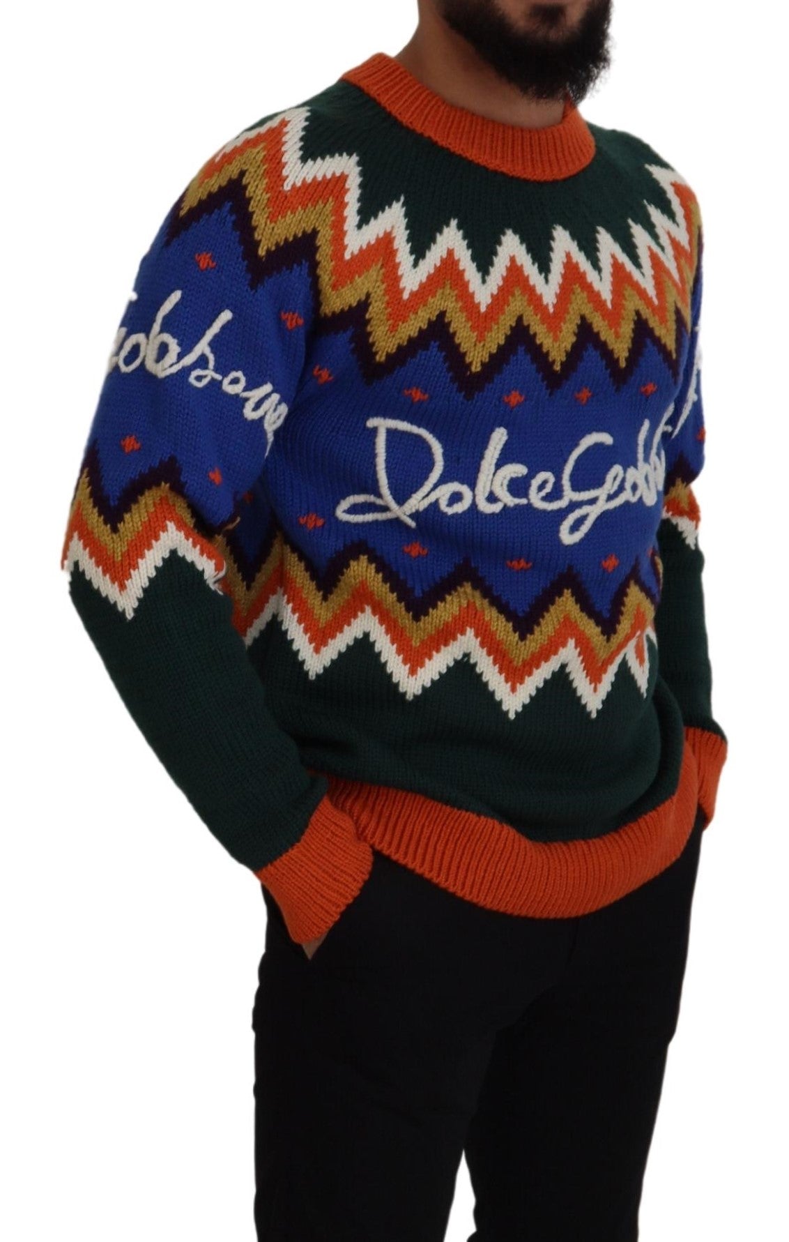 Multicolor Pullover aus Wollstrick