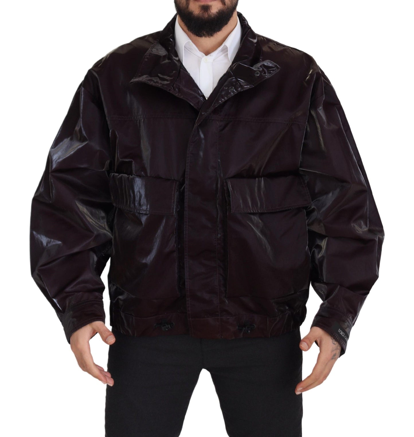 Bordeaux Nylon Kragen Männer Mantel Jacke