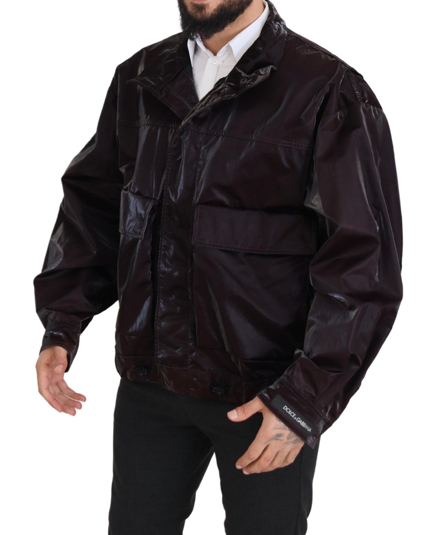 Bordeaux Nylon Kragen Männer Mantel Jacke