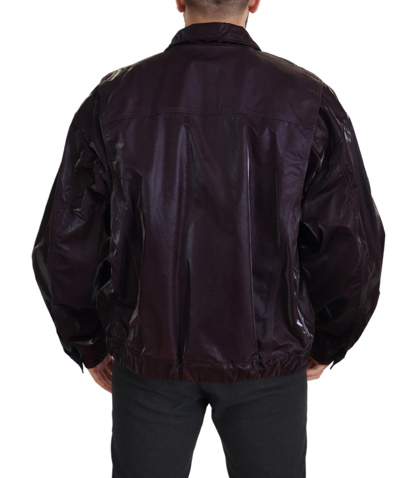 Bordeaux Nylon Kragen Männer Mantel Jacke