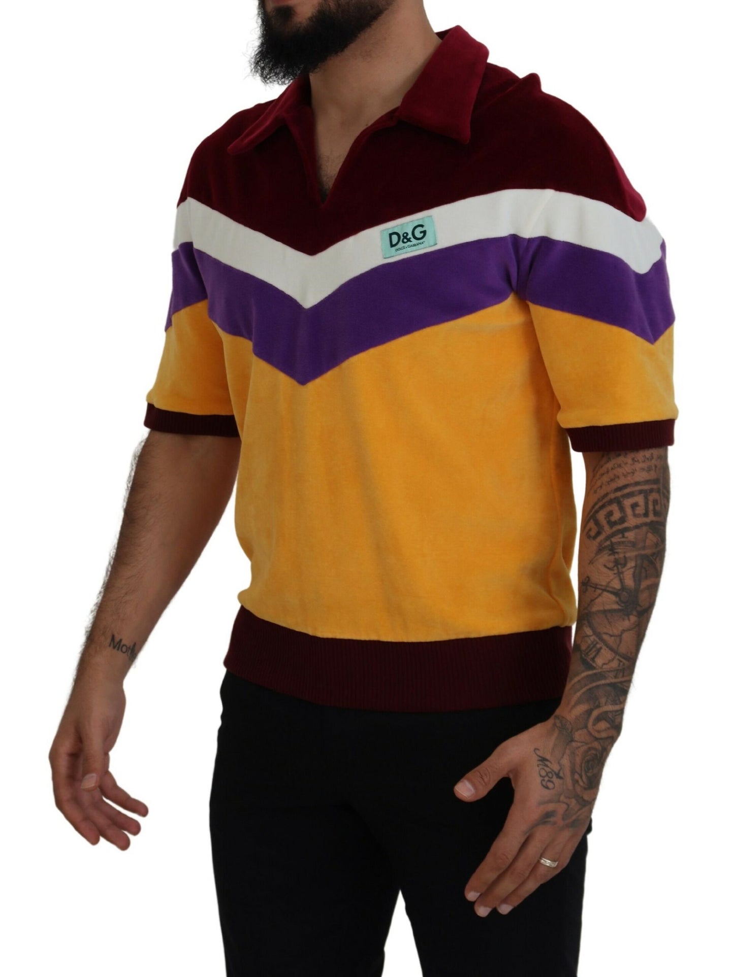 Multicolor Baumwoll-T-Shirt mit Kragen für Männer