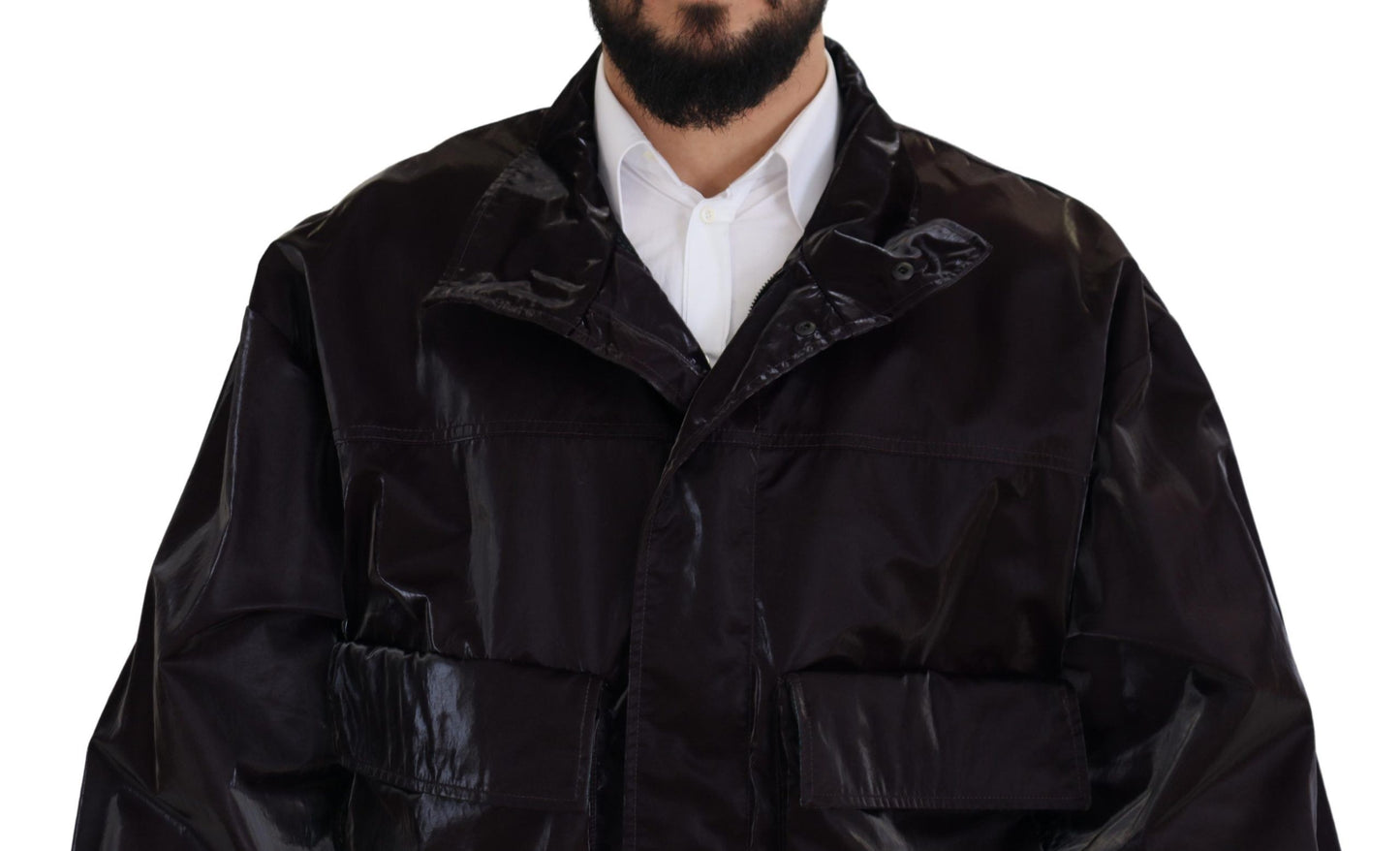 Bordeaux Nylon Kragen Männer Mantel Jacke