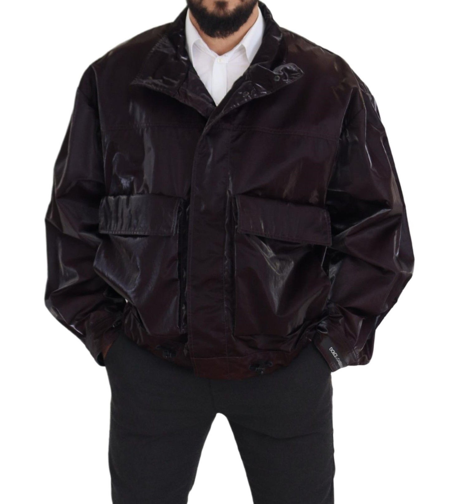 Bordeaux Nylon Kragen Männer Mantel Jacke