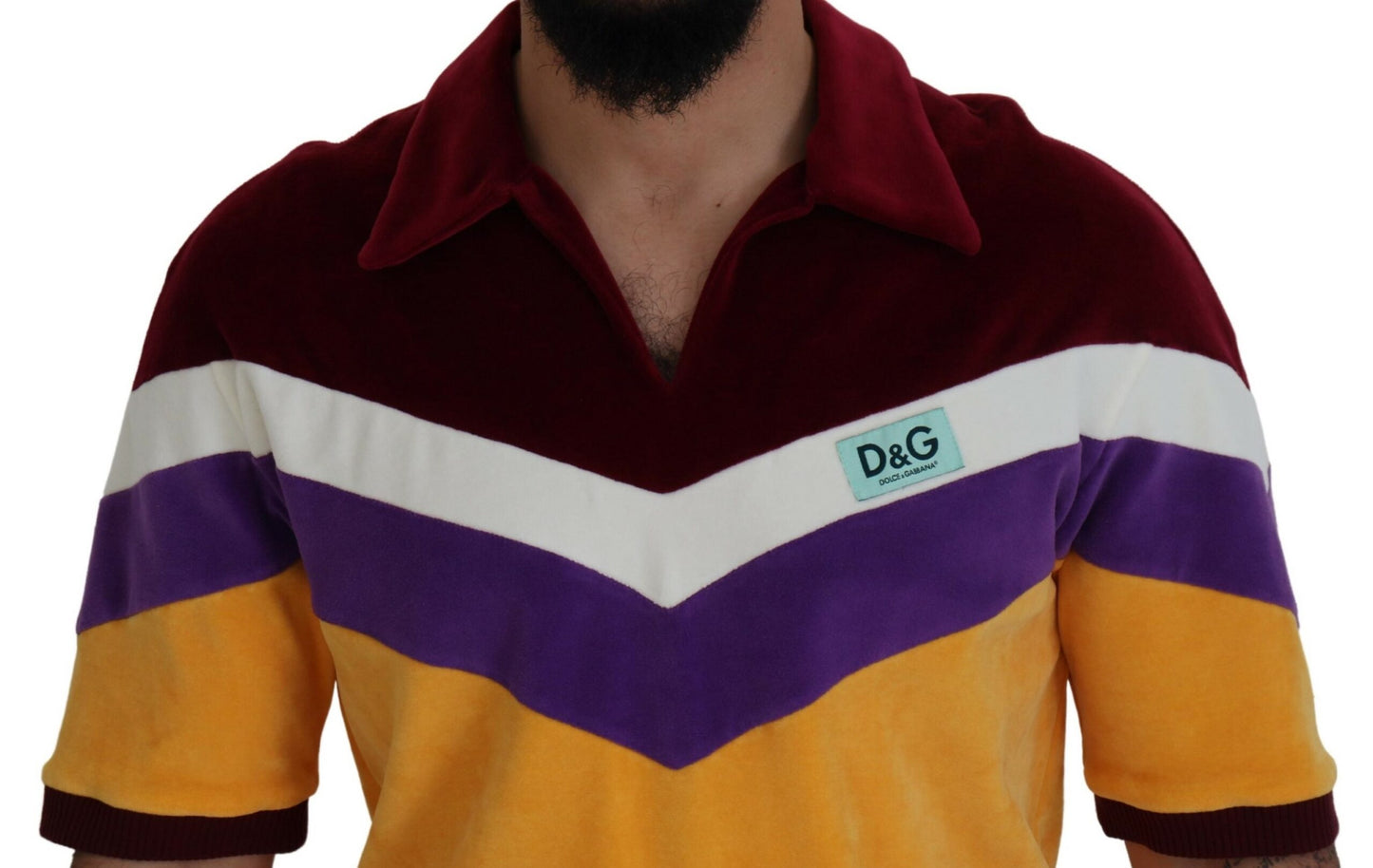 Multicolor Baumwoll-T-Shirt mit Kragen für Männer