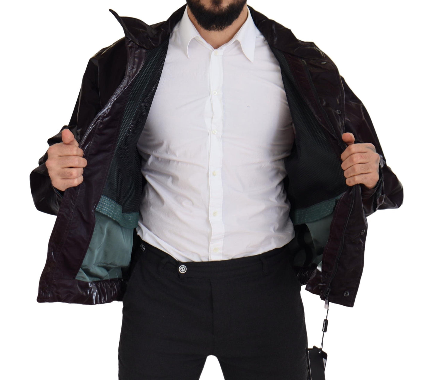 Bordeaux Nylon Kragen Männer Mantel Jacke