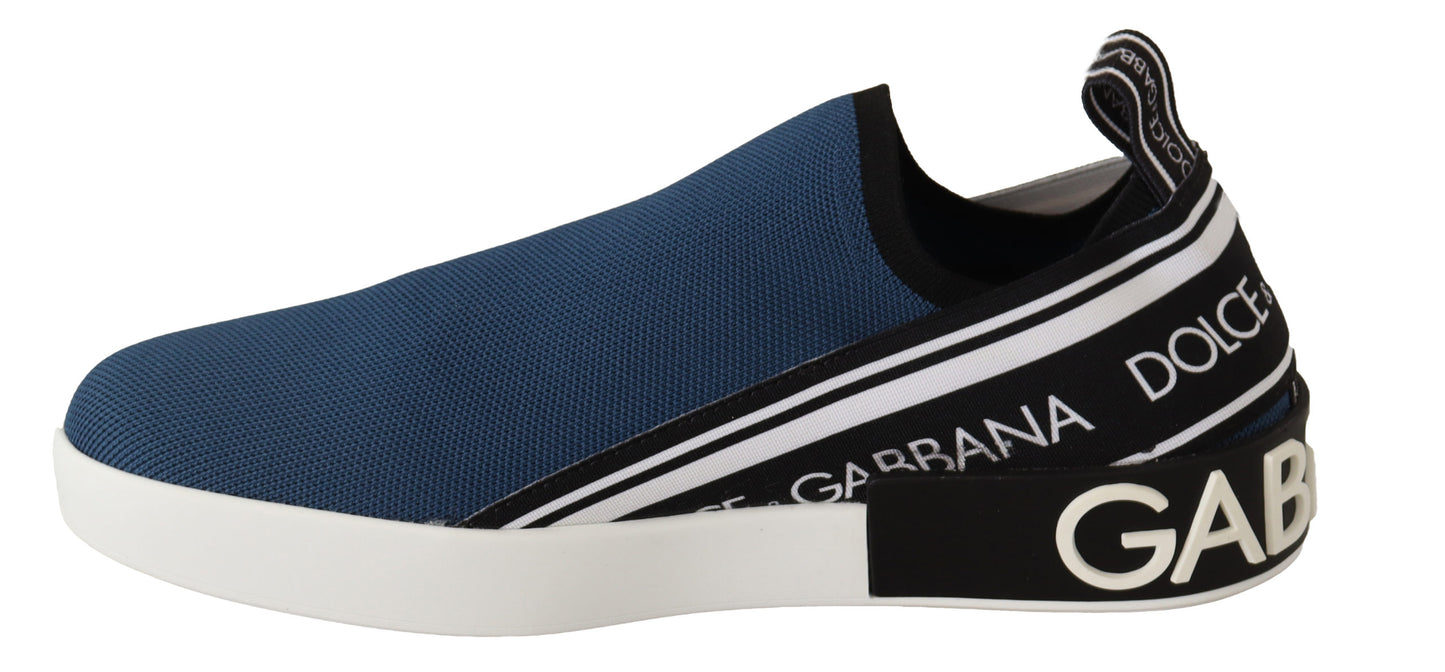Blau Stretch Flats Logo Loafers Sneakers Schuhe