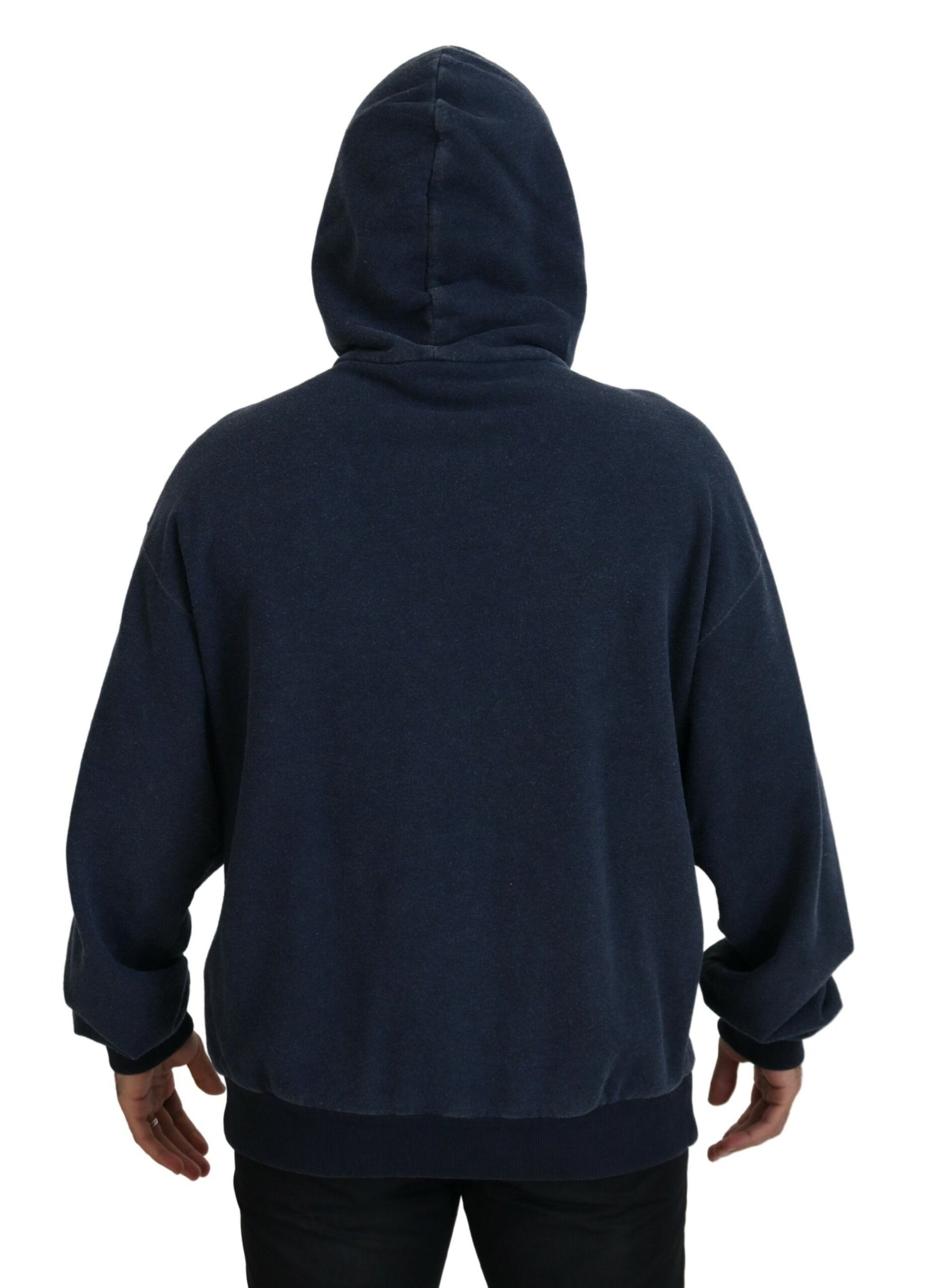 Dunkelblaues Baumwoll-Sweatshirt mit Kapuze Pullover