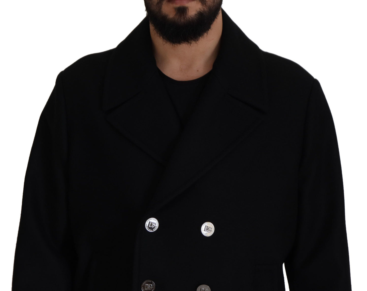 Schwarzer Trenchcoat aus Wolle Jacke