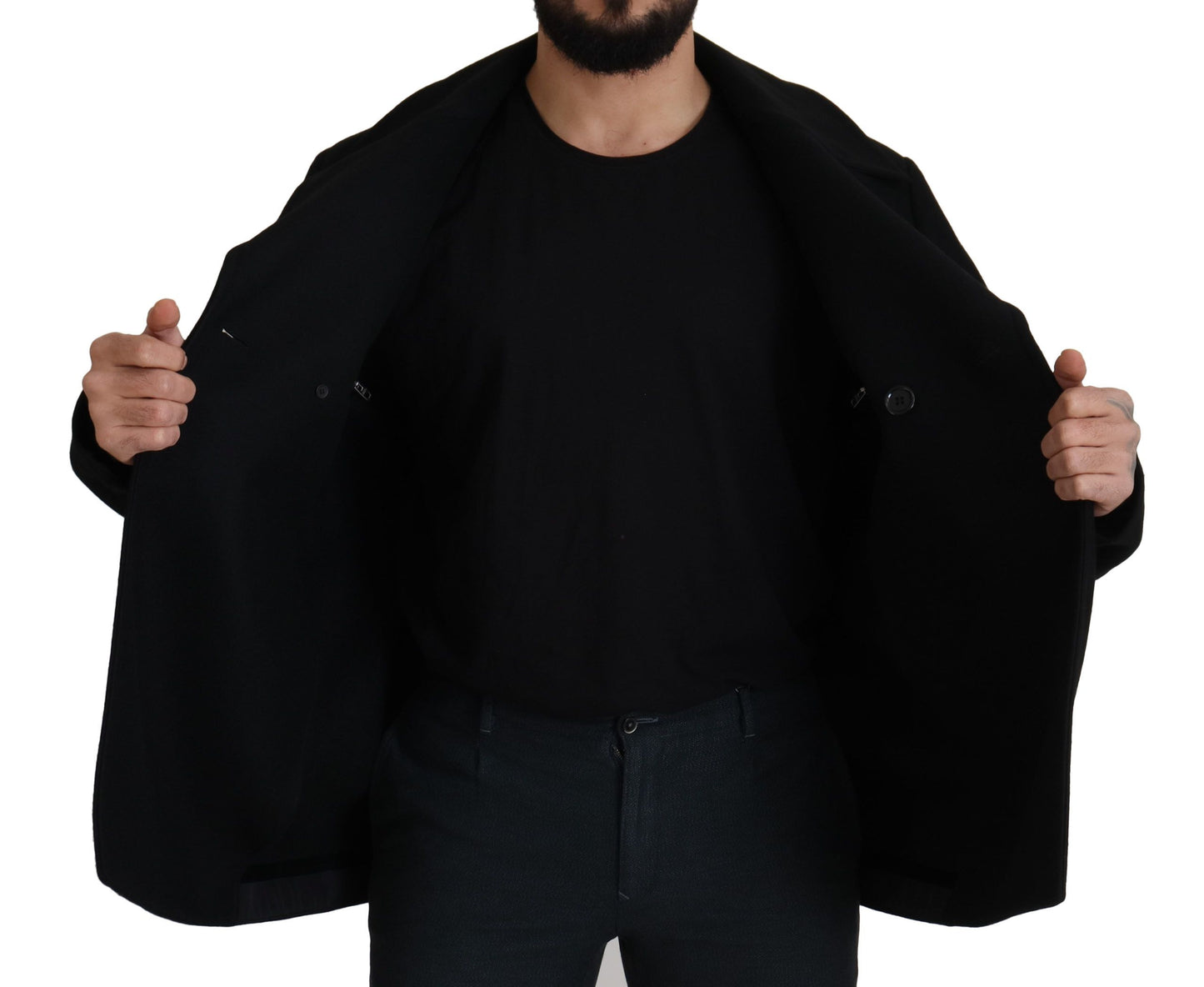 Schwarzer Trenchcoat aus Wolle Jacke